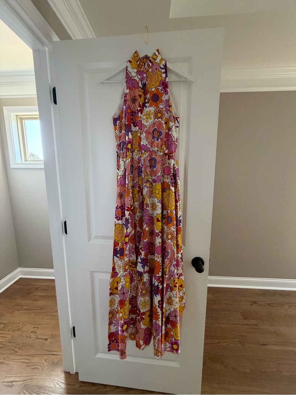 Borgo De Nor Floral Halter Dress in Yellow, Pink & Purple
